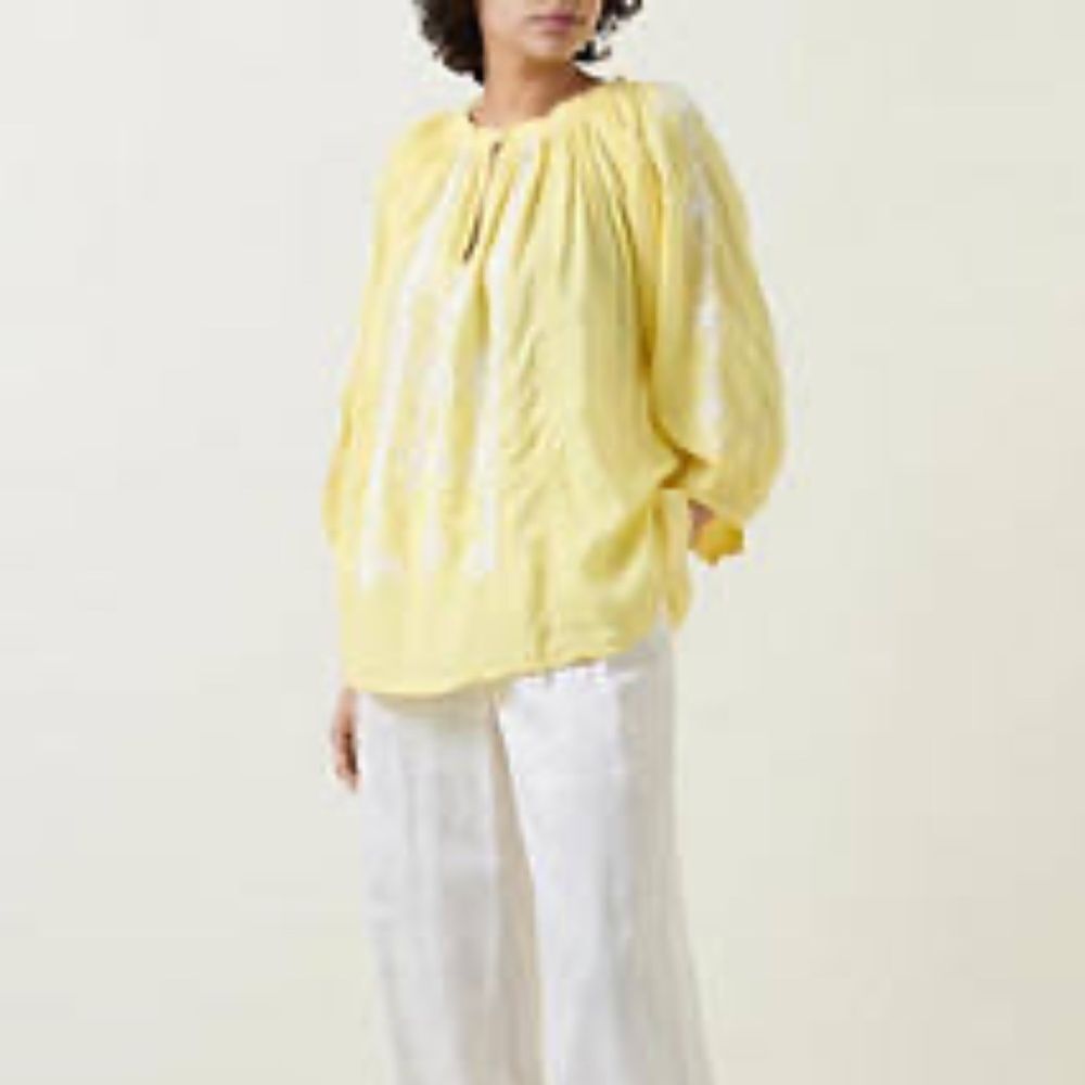 Melissa Odabash Yellow Puff Sleeve Blouse - ONE SIZE - Like New